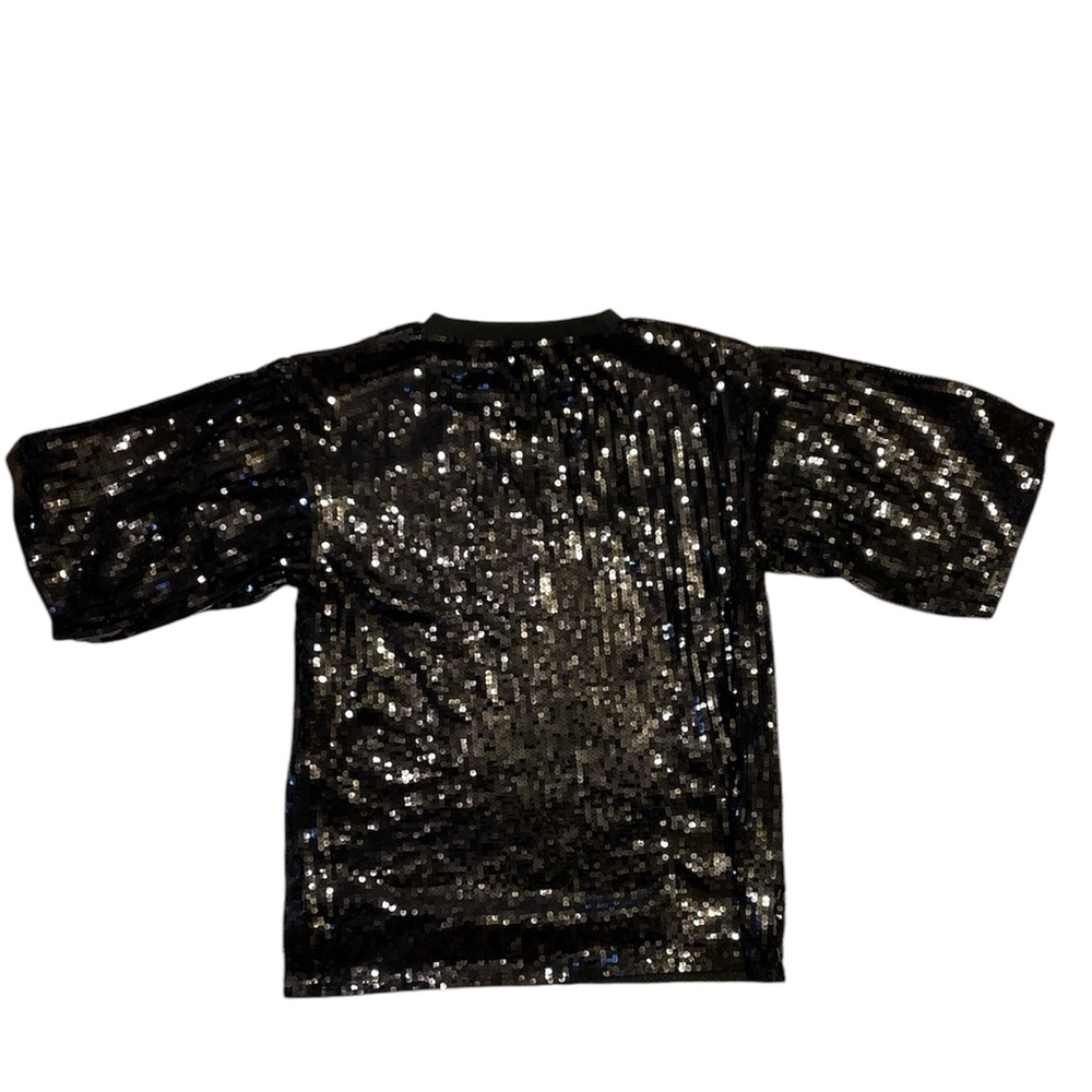 Steve Madden LATE BUT IM BEST DRE$$ED Black Sequins Silver‎ Mini Dress SZ L - Picture 5 of 6